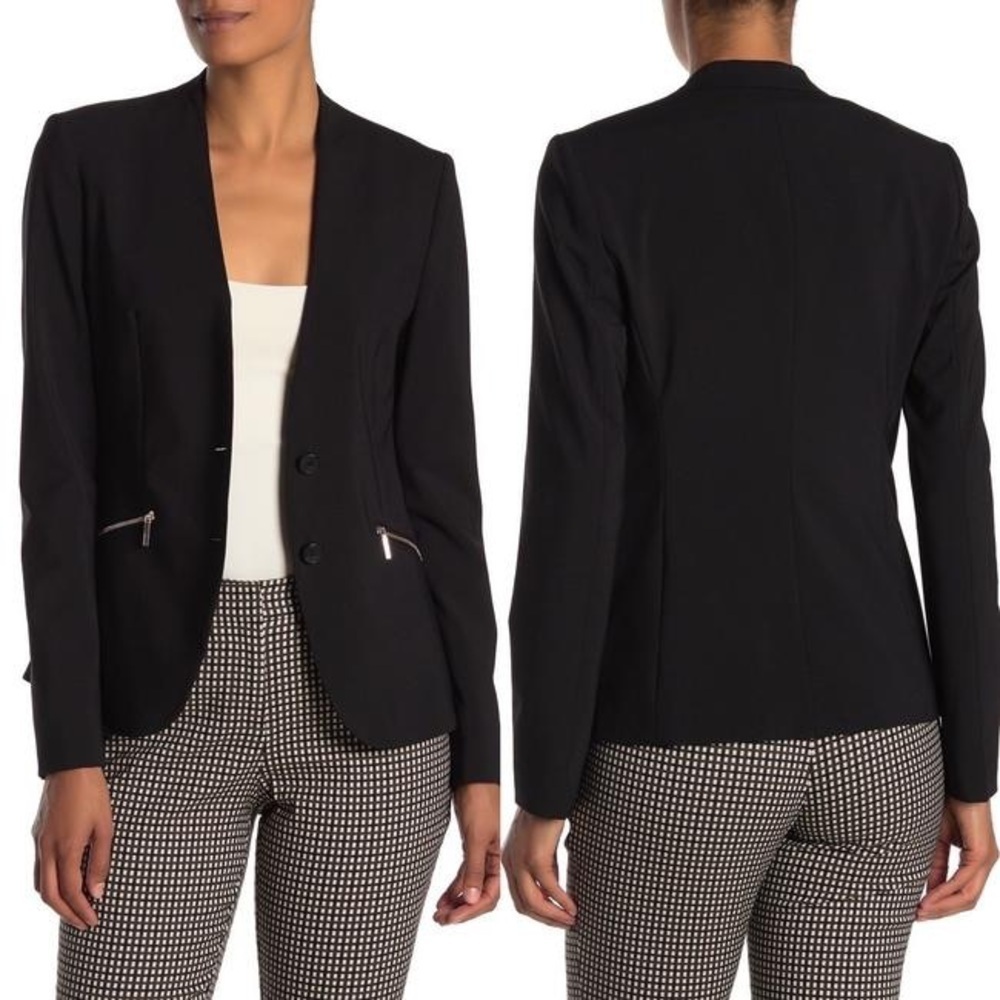 NWOT Hugo Boss Black Joleno Wool Blend Zipper Detail Blazer | Sz 2